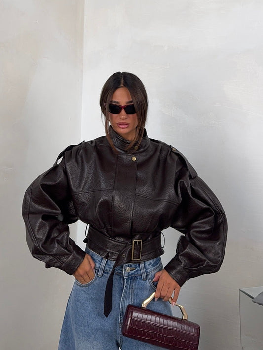 Chaqueta Biker Marrón